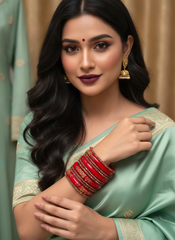Bridal Red Stonework Bangles Set