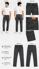 Men’s Charcoal Grey Slim Fit Distressed Denim Jeans