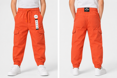 Kid's Orange Cargo Jogger Pants
