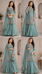 Elegant Teal Embroidered Suit in Berlin Germany