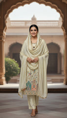 Elegant Ivory Embroidered Suit Set