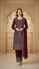 Elegant Maroon Embroidered Suit Set in Berlin Germany