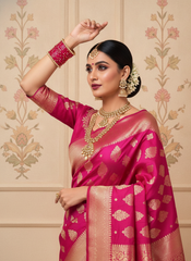 Fuchsia Pink Crystal Bangles Set