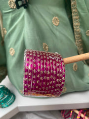 Fuchsia Pink Stone-Studded Traditional Bangles Set