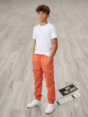 Kid's Orange Cargo Jogger Pants