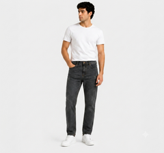 Men’s Charcoal Grey Slim Fit Distressed Denim Jeans