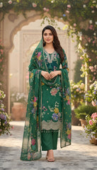 Green Floral Organza Afghani Suit Set in Berlin Germany