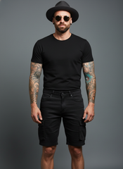 Men’s Black Cargo Denim Shorts in Berlin