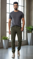 Men’s Olive Green Slim Fit Biker Jogger Jeans in Berlin Germany