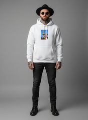 Men’s White Urban Graphic Pullover Hoodie in Berlin