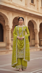 Olive Green Embroidered Kurta Set in Berlin