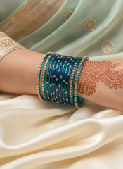 Royal Blue Crystal Bangles Set