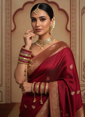 Royal Maroon Velvet Bridal Chura Set with Mirror Work & Latkan