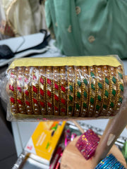 Traditional Pearl & Multicolor Stone Bangles Set