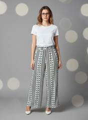 White & Black Striped Printed Palazzo Pants in Berlin