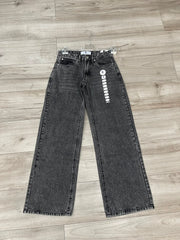 Women's Charcoal Grey High-Rise Wide Leg Denim Jeans