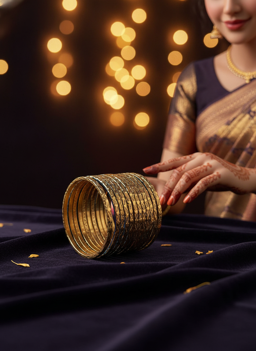 Antique Gold Engraved Bangles Set