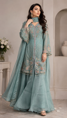 Elegant Teal Embroidered Suit in Berlin Germany