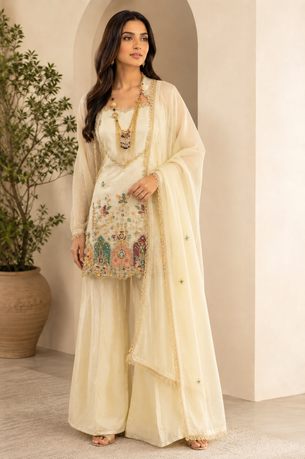 Elegant Cream Embroidered Suit Set in Berlin Germany