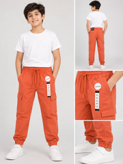 Kid's Orange Cargo Jogger Pants