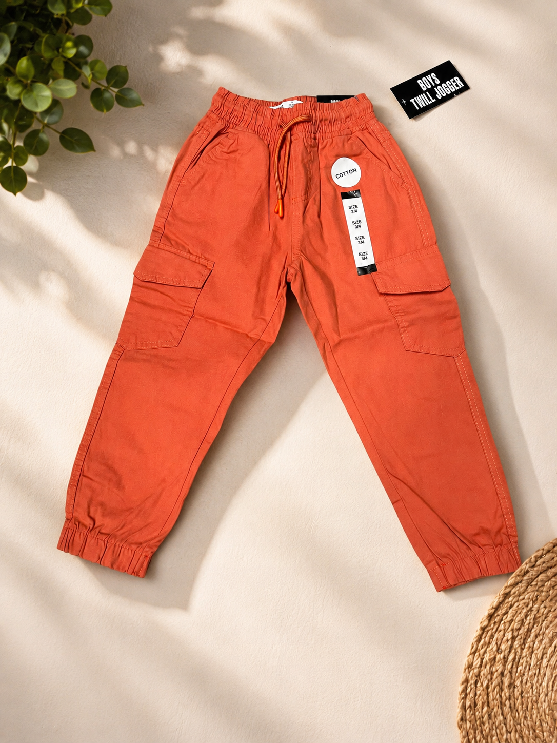 Kid's Orange Cargo Jogger Pants