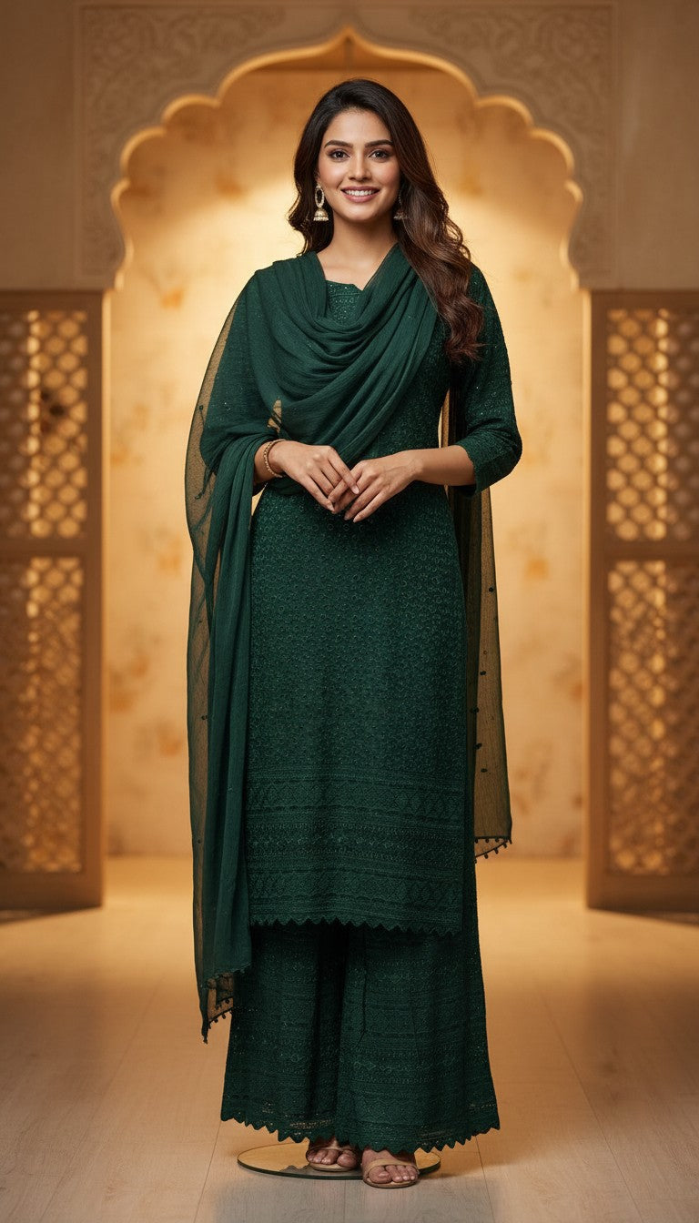 Emerald Green Embroidered Suit Set in Berlin Germany