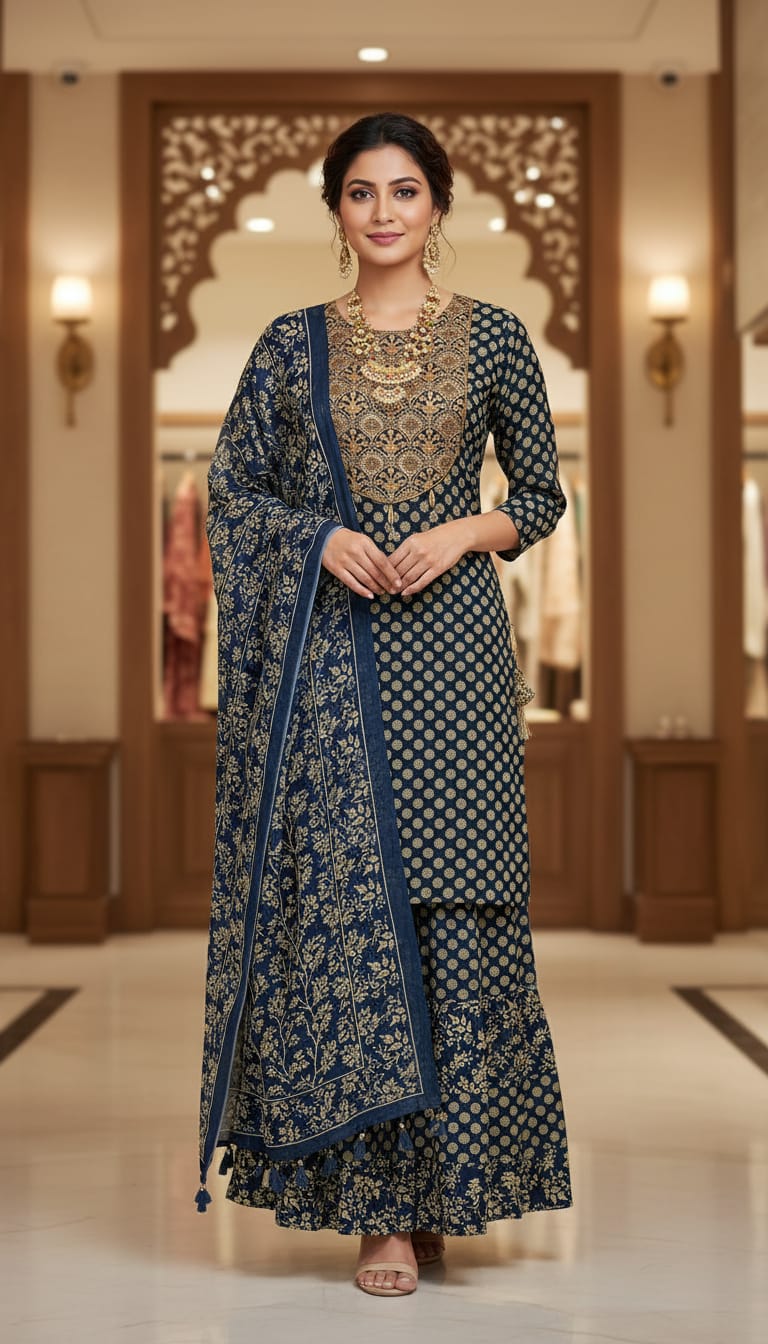 Royal Navy Blue Embroidered Suit Set in Berlin Germany