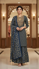 Royal Navy Blue Embroidered Suit Set in Berlin Germany