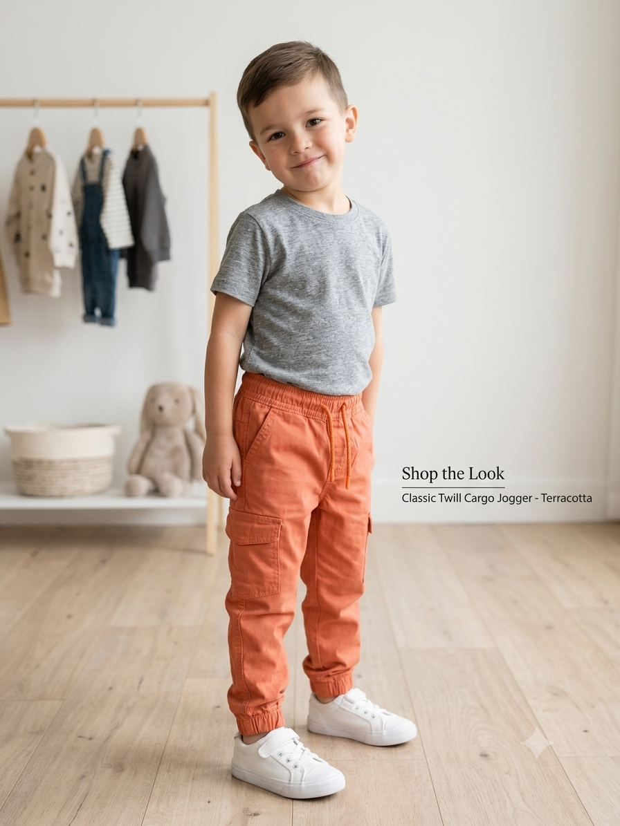 Kid's Orange Cargo Jogger Pants
