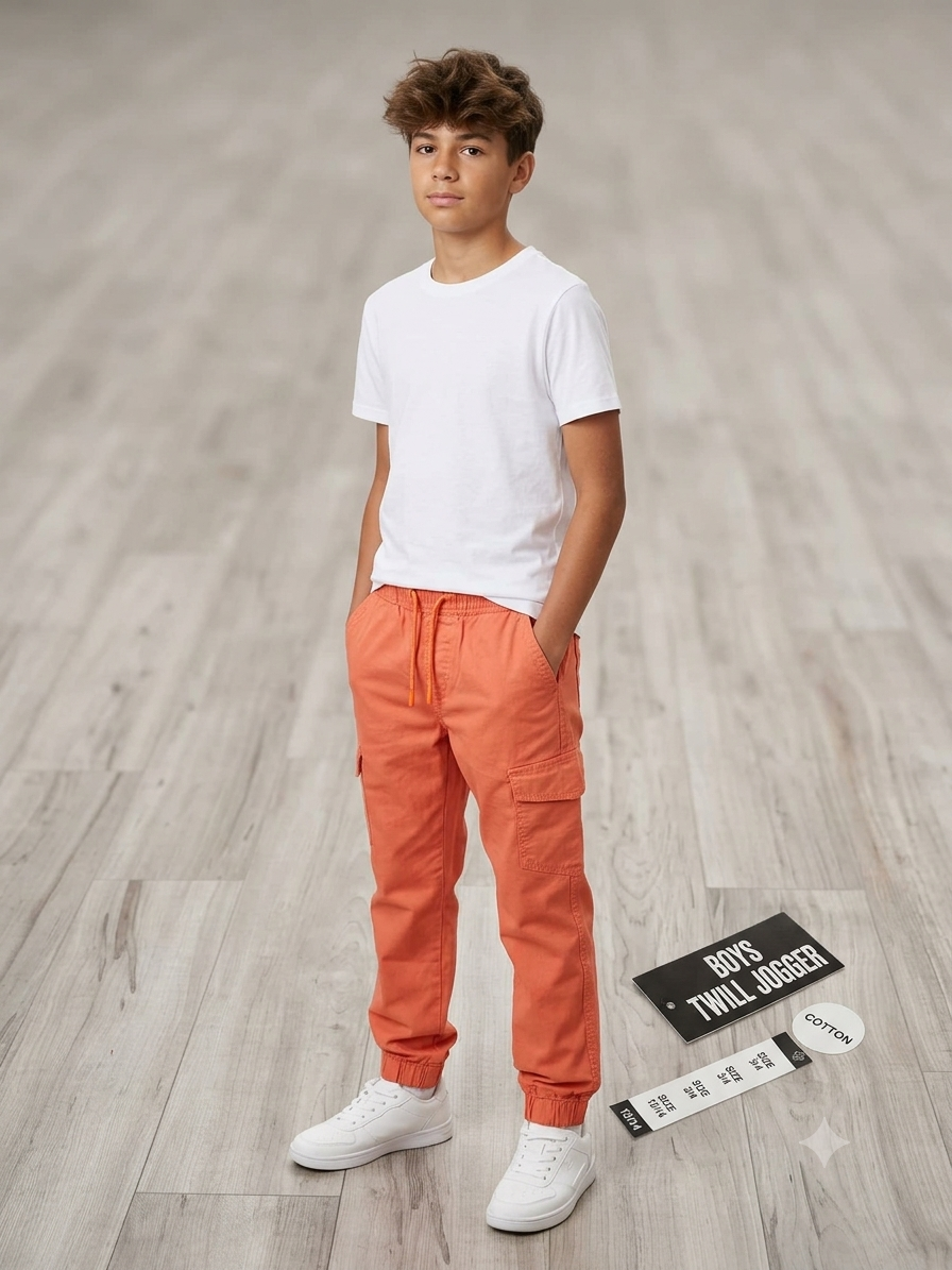 Kid's Orange Cargo Jogger Pants