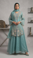 Elegant Teal Embroidered Suit in Berlin Germany