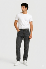 Men’s Charcoal Grey Slim Fit Distressed Denim Jeans