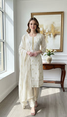 Graceful Ivory Embroidered Suit Set in Berlin Germany