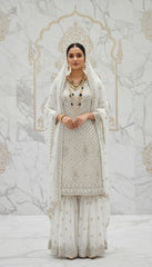 Ivory Elegance Embroidered Sharara Set in  Germany