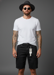 Men’s Black Cargo Denim Shorts in Berlin