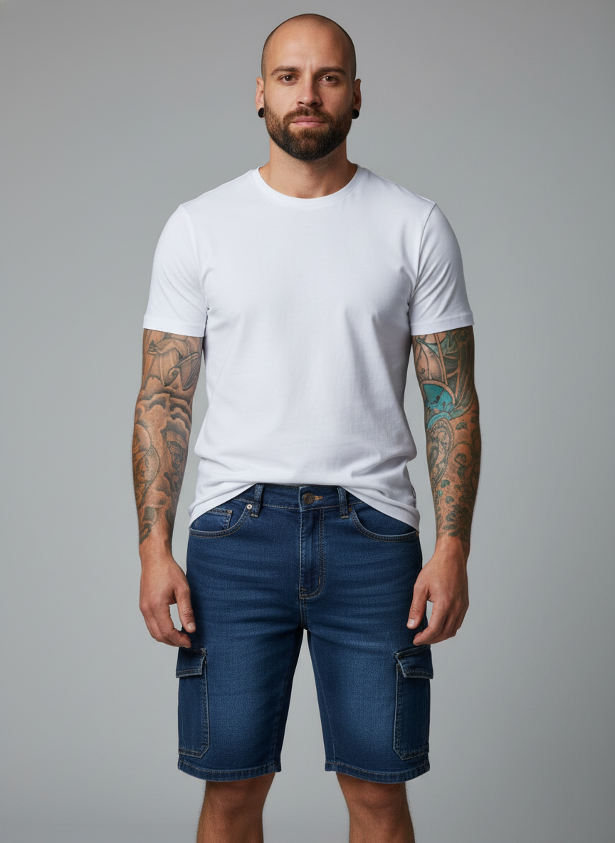Men’s Blue Cargo Denim Shorts in Berlin
