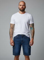 Men’s Blue Cargo Denim Shorts in Berlin