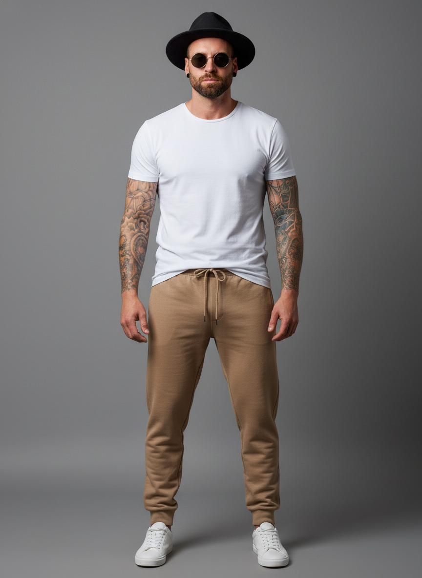Men’s Camel Brown Slim Fit Jogger Trousers