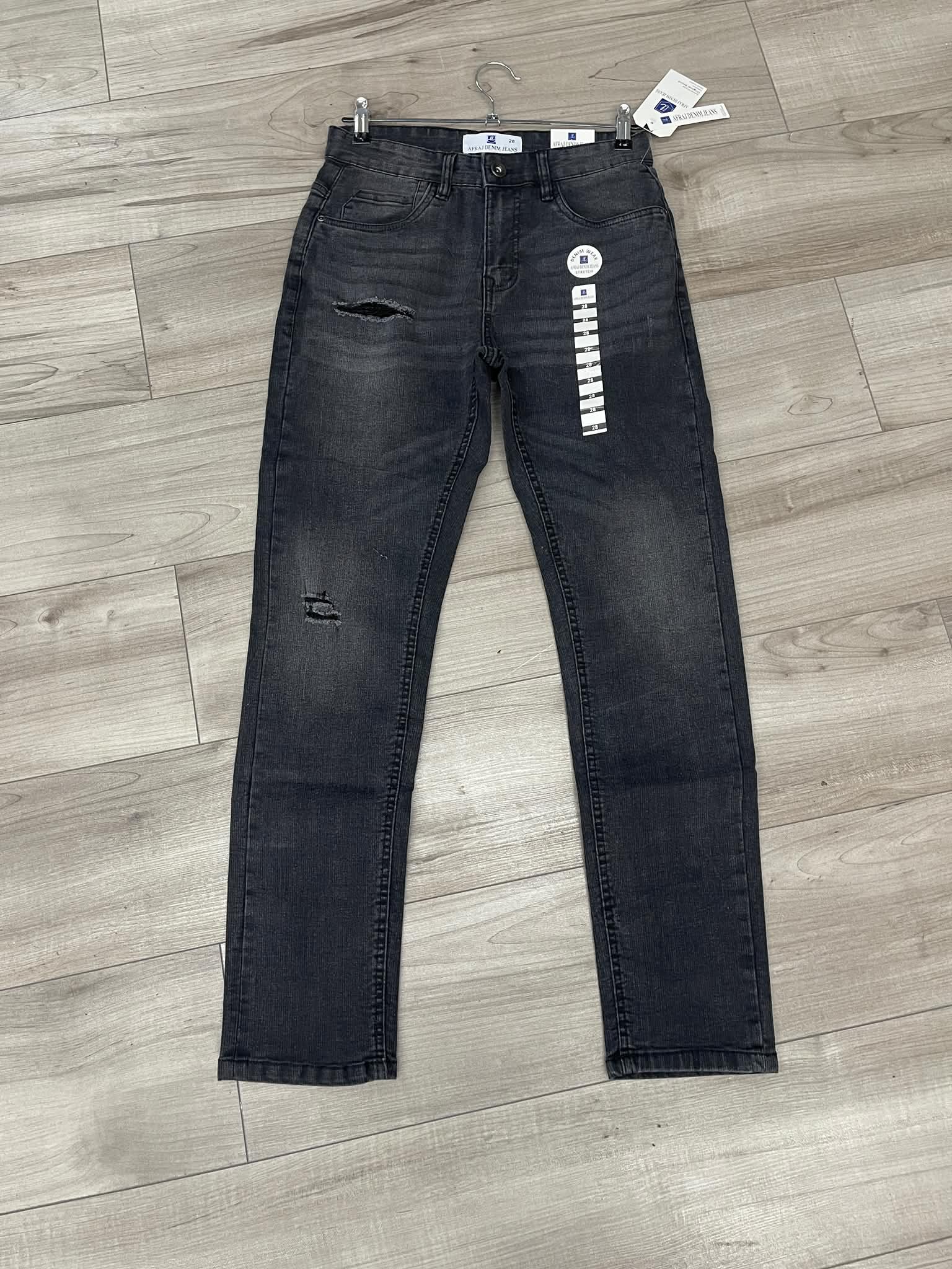 Men’s Charcoal Black Distressed Skinny Fit Jeans