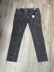 Men’s Charcoal Grey Slim Fit Distressed Denim Jeans