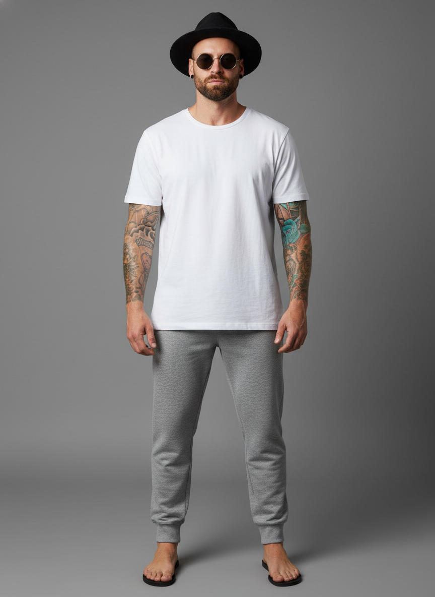 Men’s Heather Grey Slim Fit Jogger Trousers