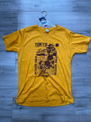Men's Mustard Tokyo Graphic Printed T-Shirt