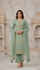 Mint Green Embroidered Kurta Set in Berlin
