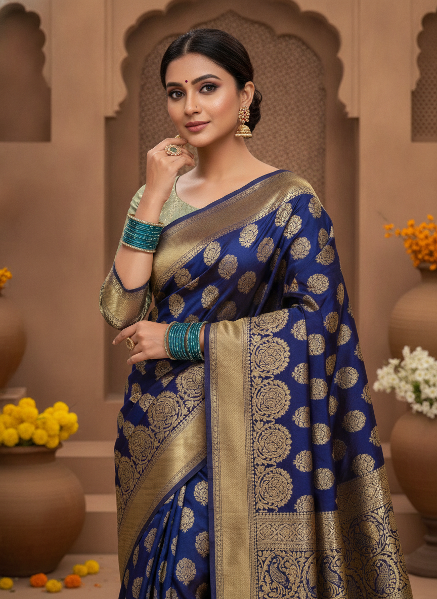 Royal Blue Crystal Bangles Set