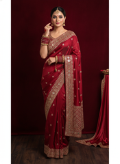 Royal Maroon Velvet Bridal Chura Set with Mirror Work & Latkan
