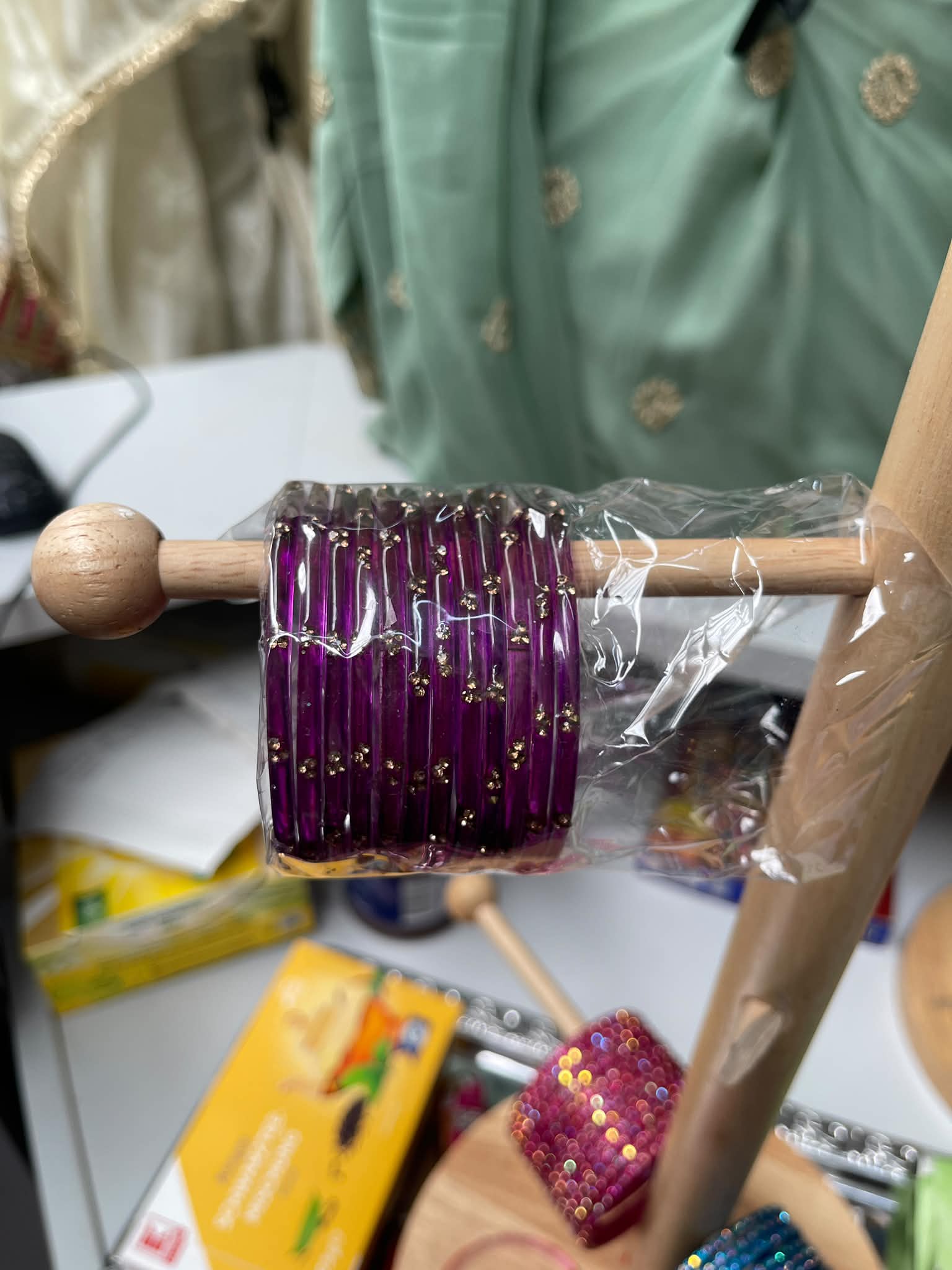 Royal Purple Crystal Bangles Set