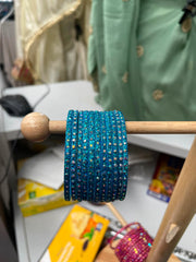 Sparkling Turquoise Crystal Bangles Set