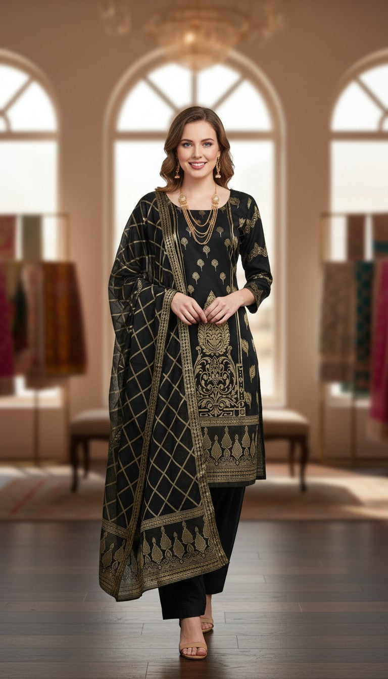 Stunning Black and Gold Kurta Set in Berlin Germany