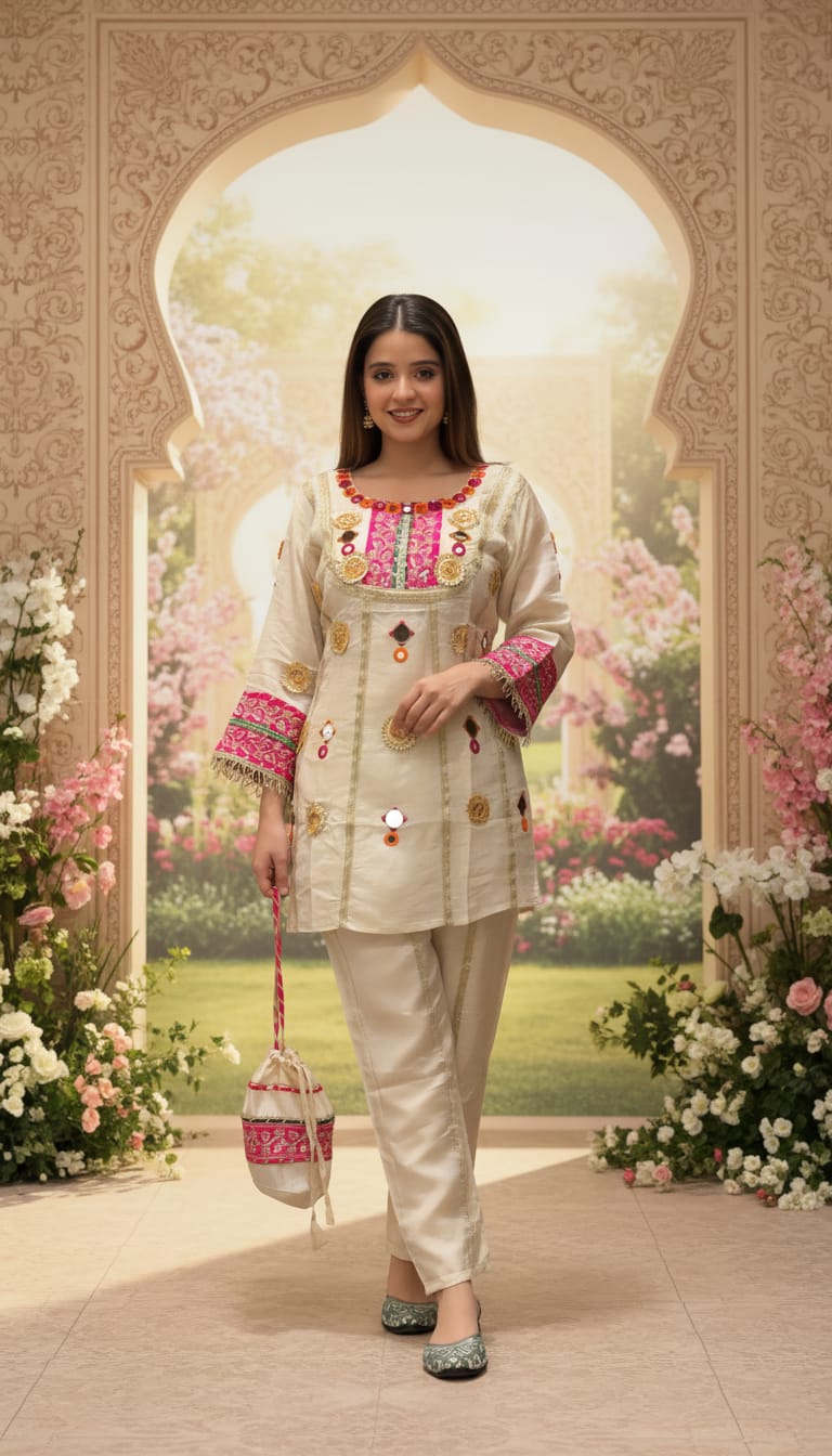 Tissue Silk Coord Set With Potli in Berlin Germany