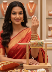 Traditional Pearl & Multicolor Stone Bangles Set